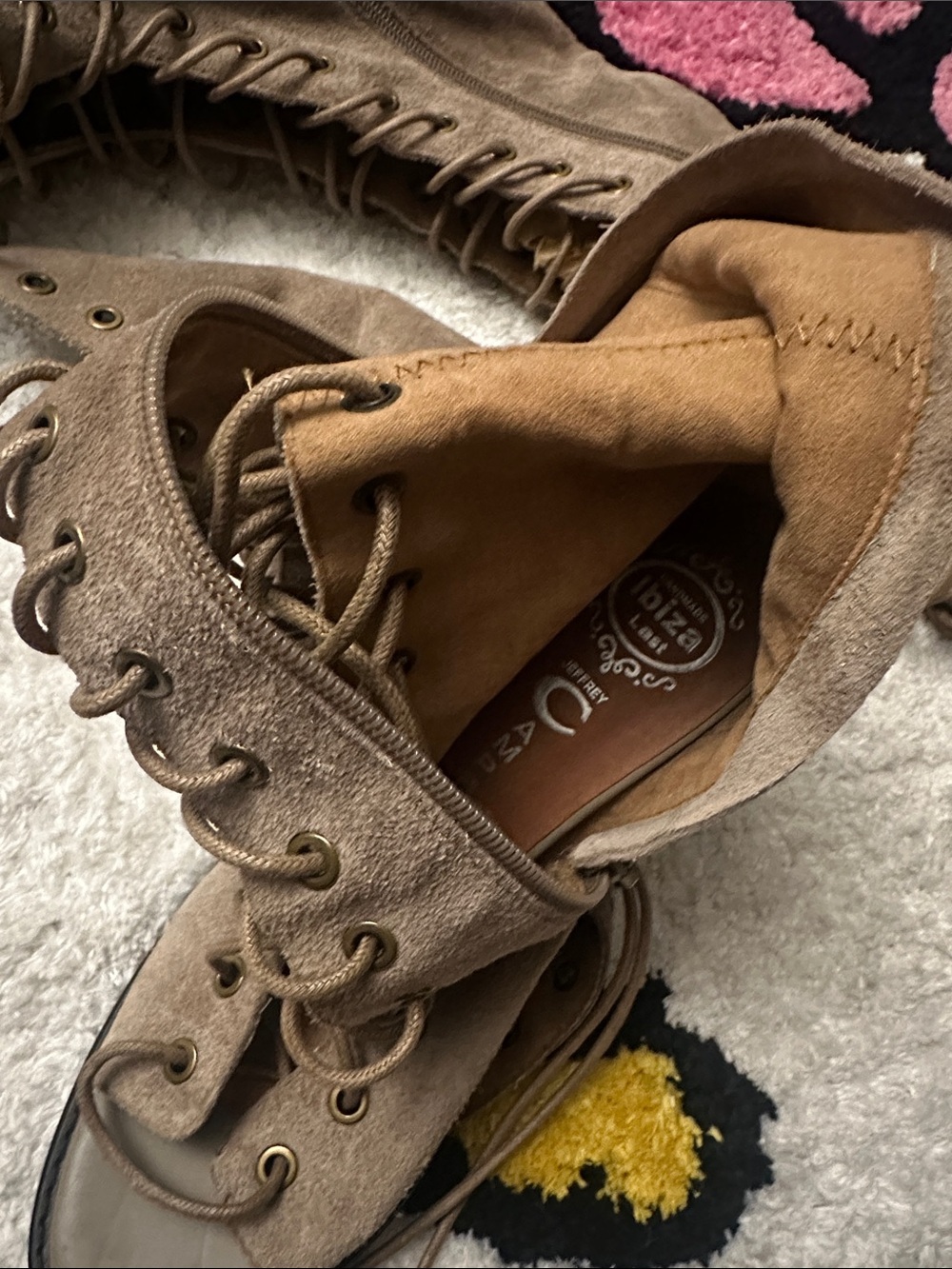 JEFFREY CAMPBELL Lace-Up Over-the-Knee Suede Boots in Taupe - Picture 4 of 4